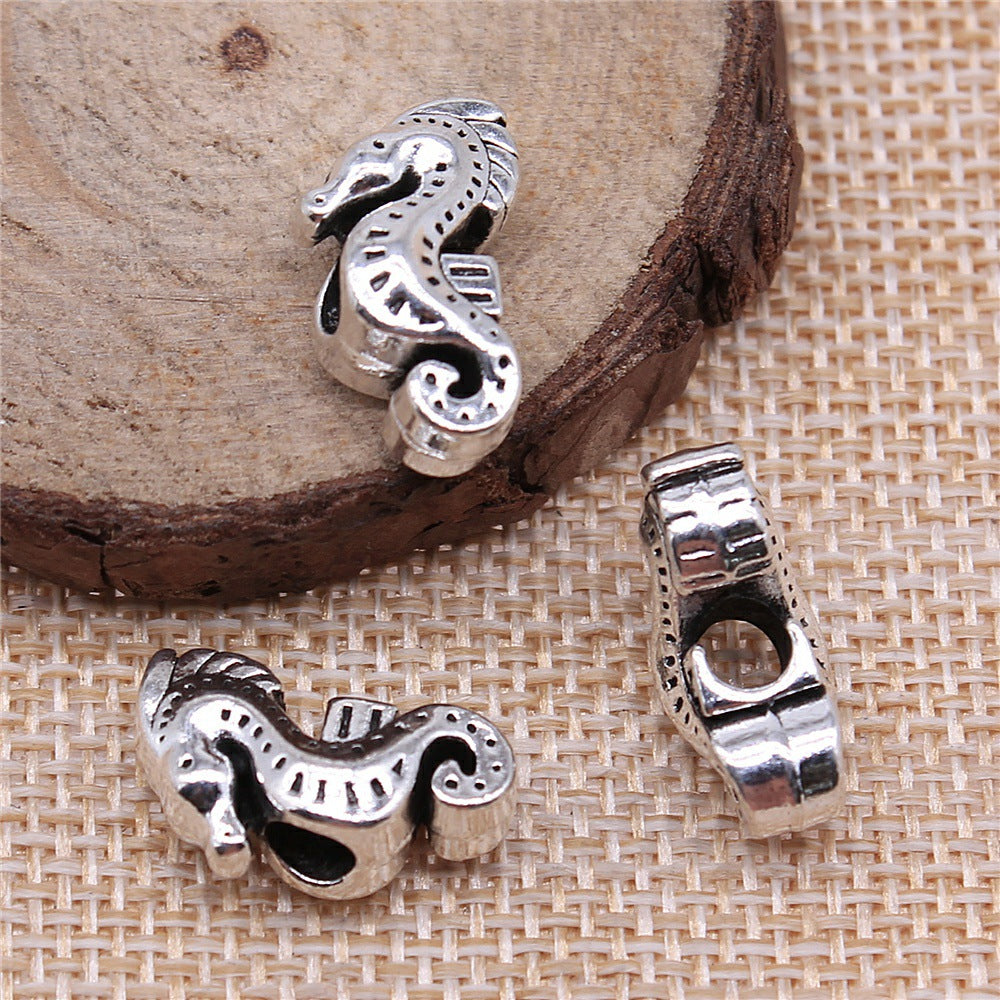 19x11x8mm 4g Multicolor Zinc Alloy Seahorse Large Hole Loose Metal Beads for Bracelet Jewelry Making