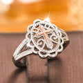 Cross Filigree Oval Statement Ring In Silver And Rose Tones view 2