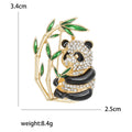 Crystal Panda on Green Bamboo Brooch Decorative Clothing Pin view 5