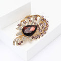 Fan Shape Brooch With Teardrop Crystal in Blue or Pink view 3