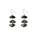 Gold Tone Triple Iridescent Glass Pebble Drop Earrings view 5