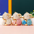 Jeweled Lamb Holding a Gem Keychains in Three Colors and Loop Styles view 3