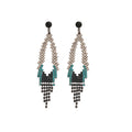 Blue Ombre Crystal Diamond Fringe Drop Earrings Statement Jewelry view 5