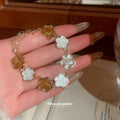 Gold White Coffee Enamel Flower Bracelet 5 and 7 Styles view 3