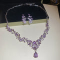Floral Crystal Necklace and Stud Earring Jewelry Set view 7