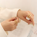 Gold Double Band Hammered Texture Intertwined Rings Multi Size view 4