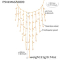 Stainless Steel Fringe Tassel Necklace Pearl Shell Bead Styles view 9