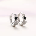 Silver Black Star Clear Pavé Star Huggie Earrings Pair view 1