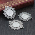 Ornate Flower Round Pendant Bezel Settings in Two Finishes view 3