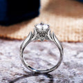 Silver-Tone Four-Prong CZ Leaf Shoulder Ring in Brass, Five Sizes view 3