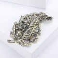 Filigree Rhinestone Leaf Brooch Teardrop Crystal Pin view 4