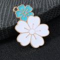 Enamel Cherry Blossom Double Flower Charm Pendant Five Styles view 4