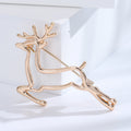 Smooth Metal Leaping Deer Brooch Gold Silver Outline Pin view 6