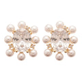 Silver Floral Stud Earrings With Pearl Tassels Statement Pair view 5