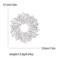 Curved Crystal Leaf Wreath Brooch in Four Color Finishes view 8