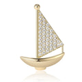 Clear Crystal Sailboat Brooch in Gold or Silver Tone view 5