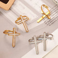 White Shell Cross Pendant Ring Earrings Stainless Steel Set view 3