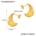 Hollow Crescent Moon Stud Earrings Gold And Steel Tone view 6