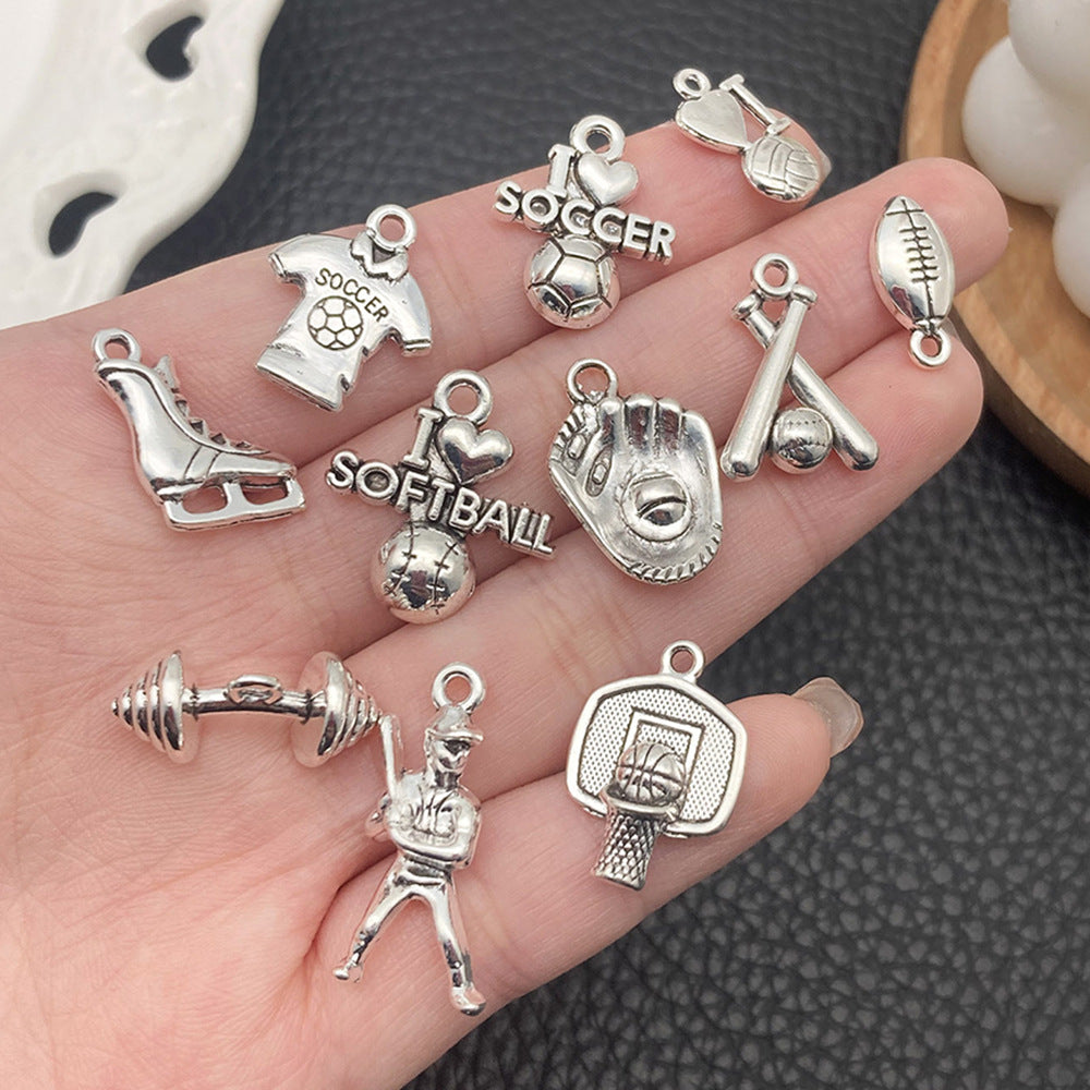 Zinc Alloy Sports Basketball Cheerleader Charm Pendant for DIY Necklace Bracelet Clothing