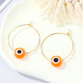 Gold Thin Hoop Evil Eye Acrylic Bead Earrings Nine Colors view 4