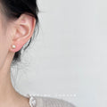 Mini Square Gold Tone Frame Cream Pearl Stud Earrings view 2