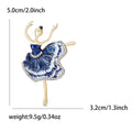 Ballerina Brooch with Blue or Red Enamel Crystal Skirt view 6