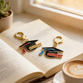 Enamel Student Graduation Cap Clasp Charm Two Tassels view 4