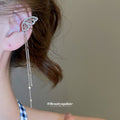 Silver Butterfly Ear Cuff With Crystal Chains And Long Tassels view 3