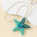 Beaded Ombre Starfish Charm Pendant With Rhinestone Accents view 3