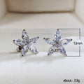 Five Petal Marquise Flower Stud Earrings Five Color Options view 5