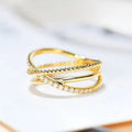 Gold Tone Crisscross Multi Band Rope Finger Ring Sizes 6-10 view 2