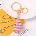 Enamel Rhinestone Christmas Tree Keychain Gold Clasp 4 Colors view 6