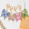 Rhinestone Hollow Butterfly Keychain Gold Metal Four Colors view 1