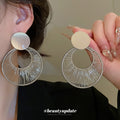 Gold and Silver Tone Wire Wrapped Circle Drop Earrings view 3