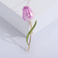 Slender Tulip Bud Brooch in Purple Pink or Yellow Enamel view 4