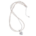 Silver Double Layer Pearl Bead Heart Pendant Necklace view 5