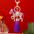 Crystal Horse Tassel Keychains in Four Bright Color Options view 1