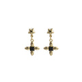 Gold Star Stud Drop Earrings Black Crystal Cross Flower view 5