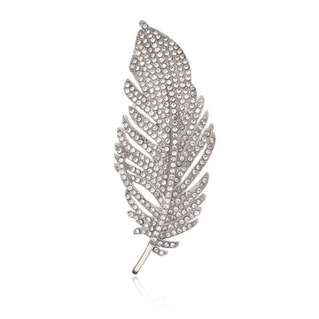 Feather Crystal Two Designs Metal Brooch Pin for Jackets and Lapels