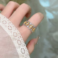 Three Gold Or Silver Pink Flower And Daisy Crystal Ring Designs view 4