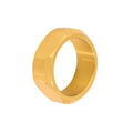 Wide Hexagon Faceted Band Ring Gold Steel Size Options view 5