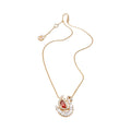 Red Crystal Swan Pendant Necklace in Rose Gold Tone view 5