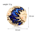 Blue Gold Tone Sun Enamel Metal Brooch Pin for Jackets and Lapels view 4