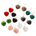 Heart Faceted Glass Dangle Earrings Serrated Bezel 8 Colors view 5