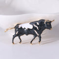 Running Bull Enamel Brooch in White Black or Brown view 7
