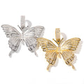 Large Pavé CZ Butterfly Pendant Necklace Gold Silver Tone view 4
