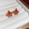 Orange Hoop and Red Fruit Leaf Stud Earring Collection view 8