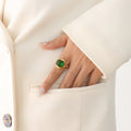 Gold And Steel Green Crystal Open Rings Multi Size view 7