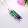 Gradient Baguette Stone Crystal Frame Pendant Necklace view 6