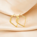 Gold Square Geometric Hoop Earrings Lever Back Frame view 1